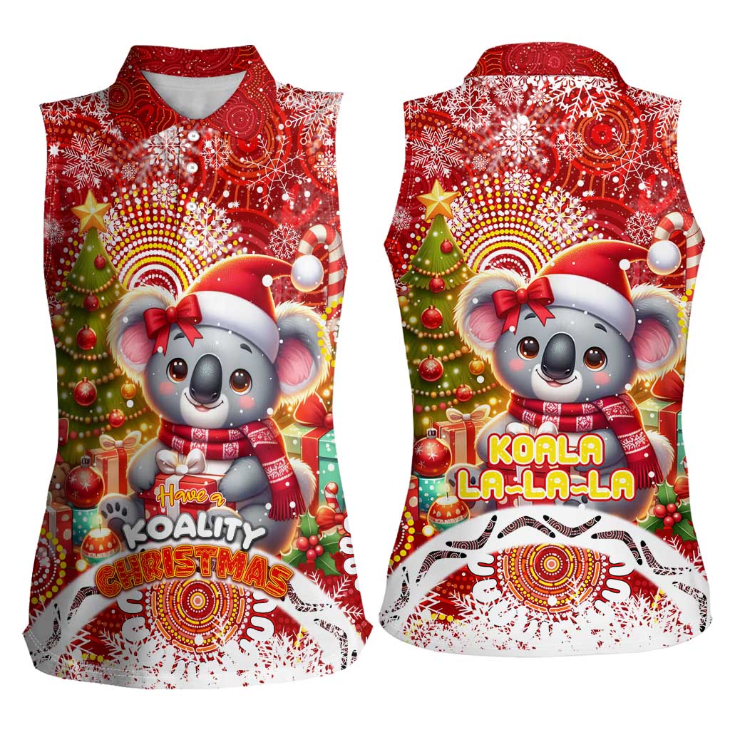 Koality Christmas Women Sleeveless Polo Shirt Cute Aussie Koala Holiday - Wonder Print Shop