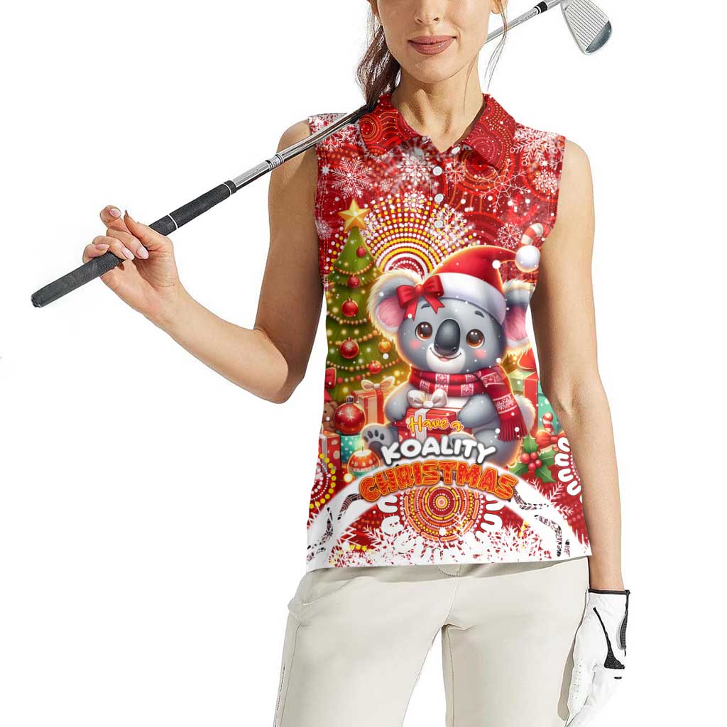 Koality Christmas Women Sleeveless Polo Shirt Cute Aussie Koala Holiday - Wonder Print Shop