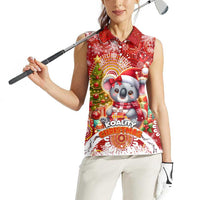 Koality Christmas Women Sleeveless Polo Shirt Cute Aussie Koala Holiday - Wonder Print Shop