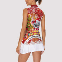Koality Christmas Women Sleeveless Polo Shirt Cute Aussie Koala Holiday - Wonder Print Shop