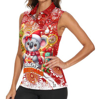 Koality Christmas Women Sleeveless Polo Shirt Cute Aussie Koala Holiday - Wonder Print Shop