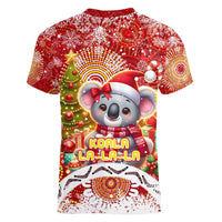 Koality Christmas Women V-Neck T-Shirt Cute Aussie Koala Holiday - Wonder Print Shop
