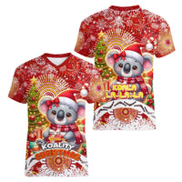 Koality Christmas Women V-Neck T-Shirt Cute Aussie Koala Holiday - Wonder Print Shop