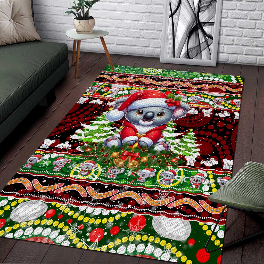 Koala Christmas Area Rug Australia Aboriginal Cute Santa Koalas - Wonder Print Shop