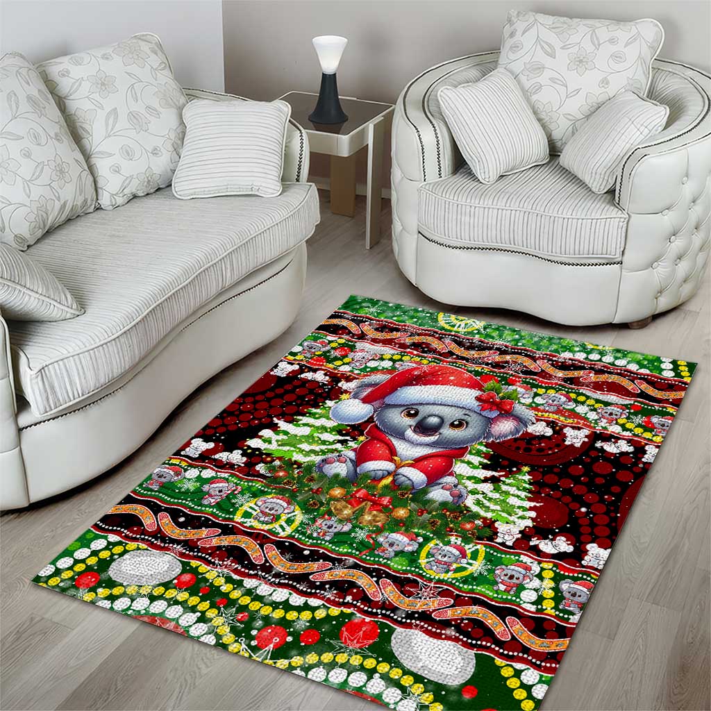 Koala Christmas Area Rug Australia Aboriginal Cute Santa Koalas - Wonder Print Shop