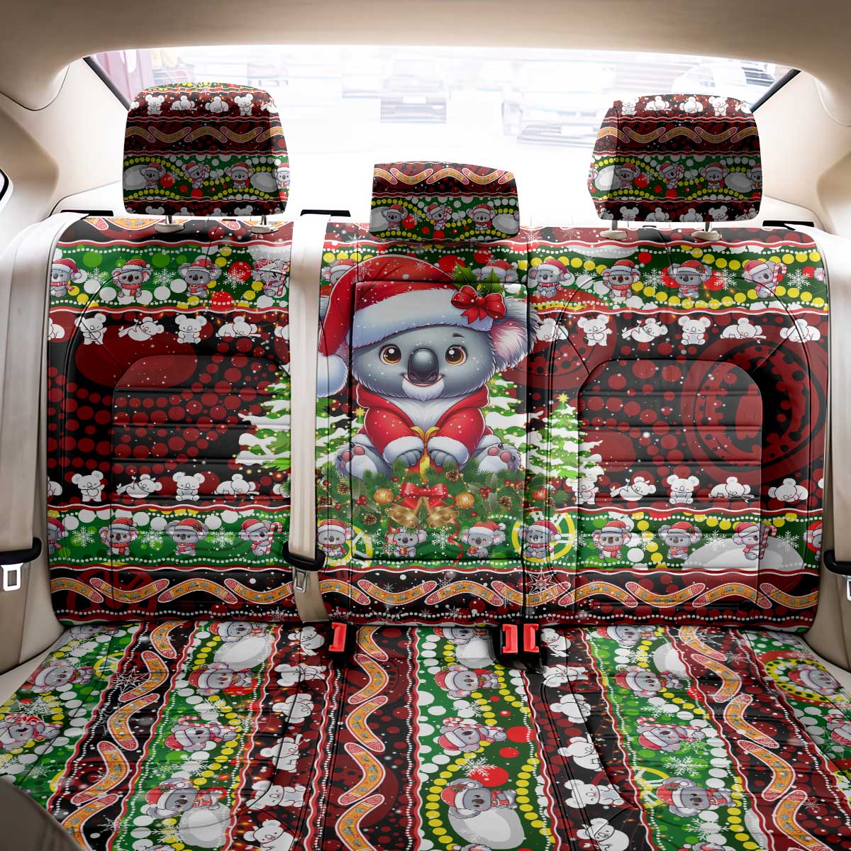 Koala Christmas Back Car Seat Cover Australia Aboriginal Cute Santa Koalas - Wonder Print Shop