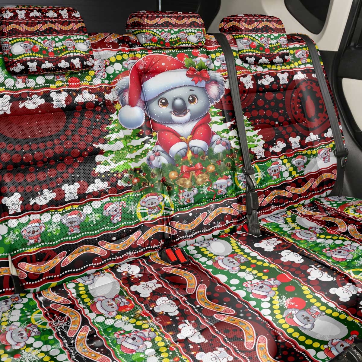 Koala Christmas Back Car Seat Cover Australia Aboriginal Cute Santa Koalas - Wonder Print Shop