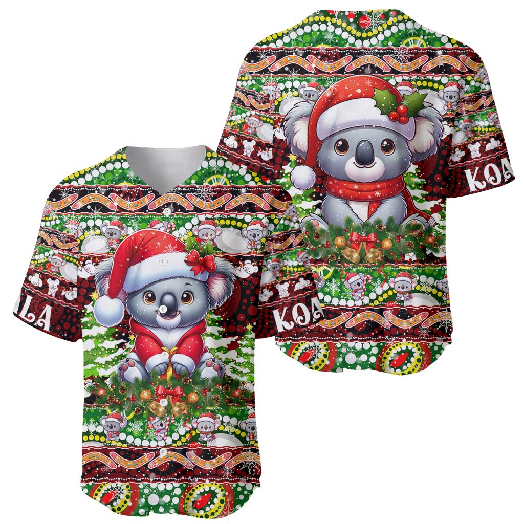 Koala Christmas Baseball Jersey Australia Aboriginal Cute Santa Koalas - Wonder Print Shop