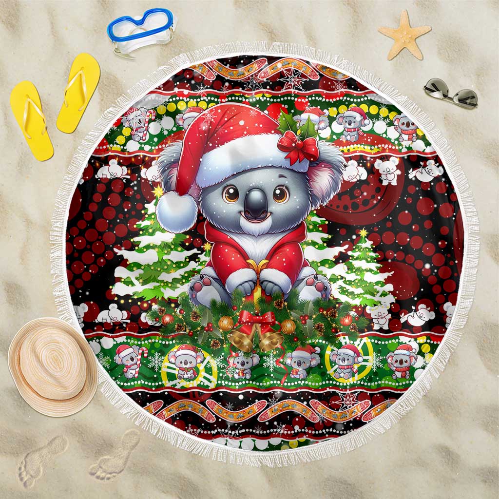 Koala Christmas Beach Blanket Australia Aboriginal Cute Santa Koalas - Wonder Print Shop