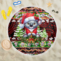 Koala Christmas Beach Blanket Australia Aboriginal Cute Santa Koalas - Wonder Print Shop