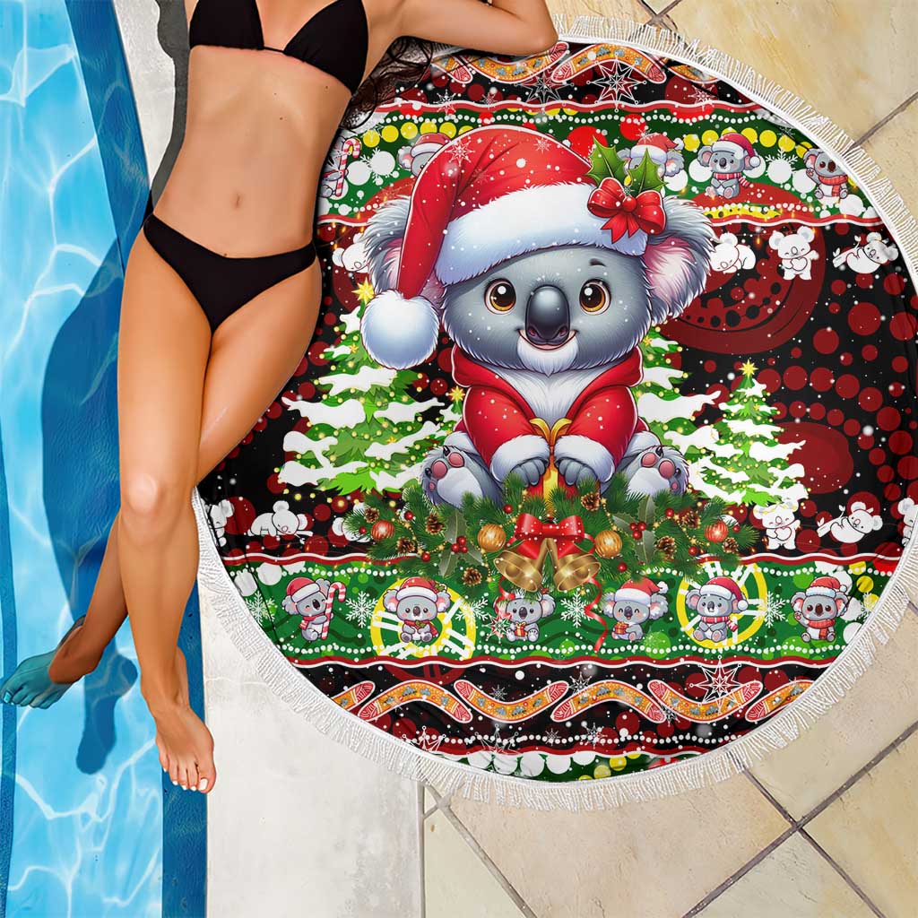 Koala Christmas Beach Blanket Australia Aboriginal Cute Santa Koalas - Wonder Print Shop
