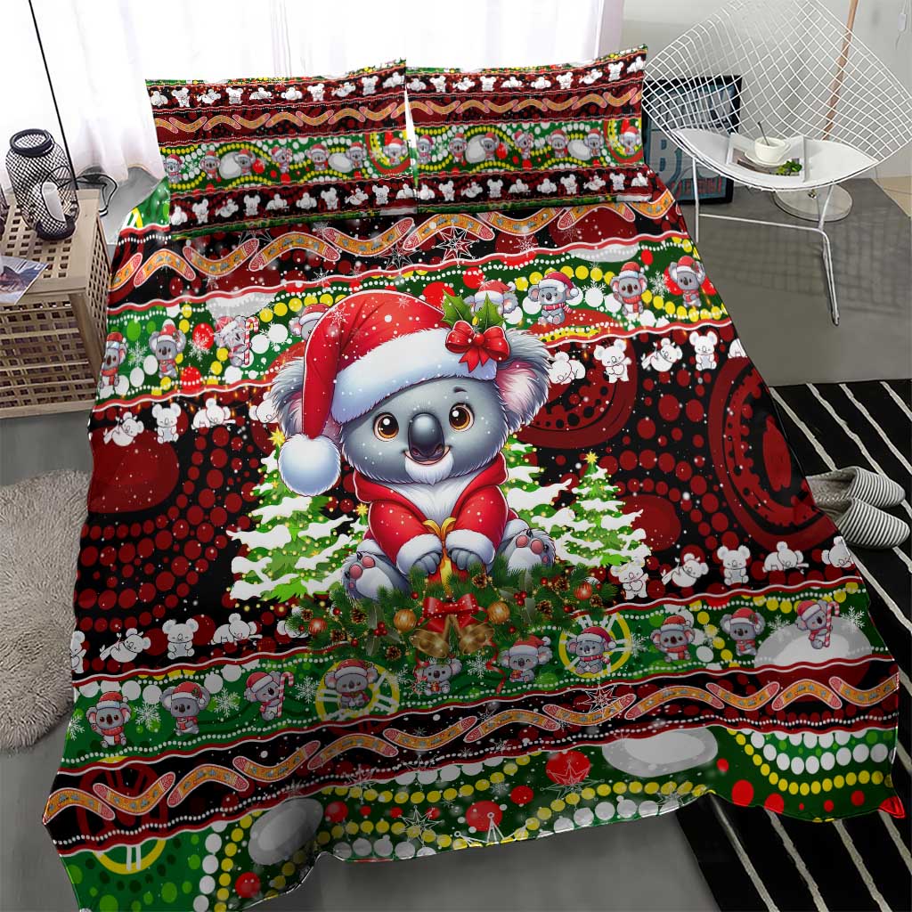 Koala Christmas Bedding Set Australia Aboriginal Cute Santa Koalas - Wonder Print Shop