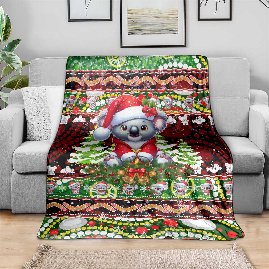 Koala Christmas Blanket Australia Aboriginal Cute Santa Koalas - Wonder Print Shop