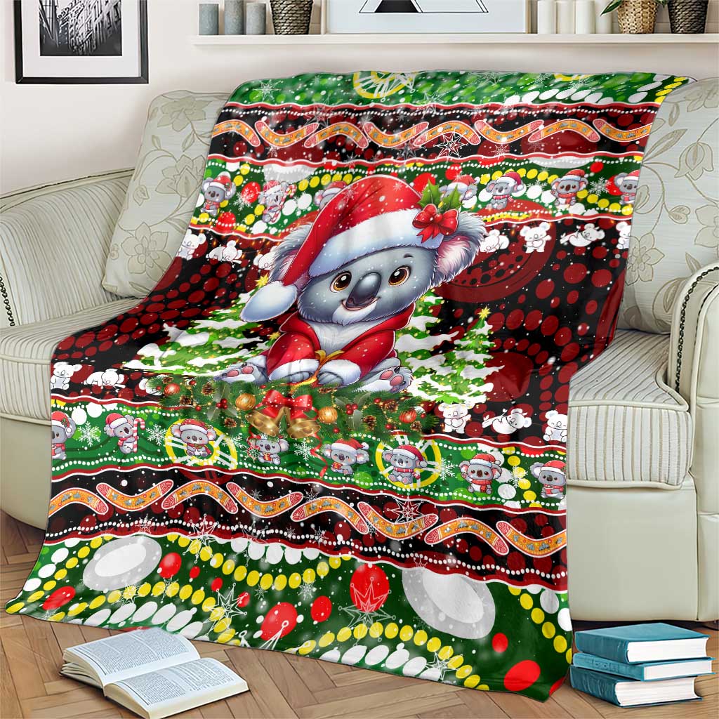 Koala Christmas Blanket Australia Aboriginal Cute Santa Koalas - Wonder Print Shop