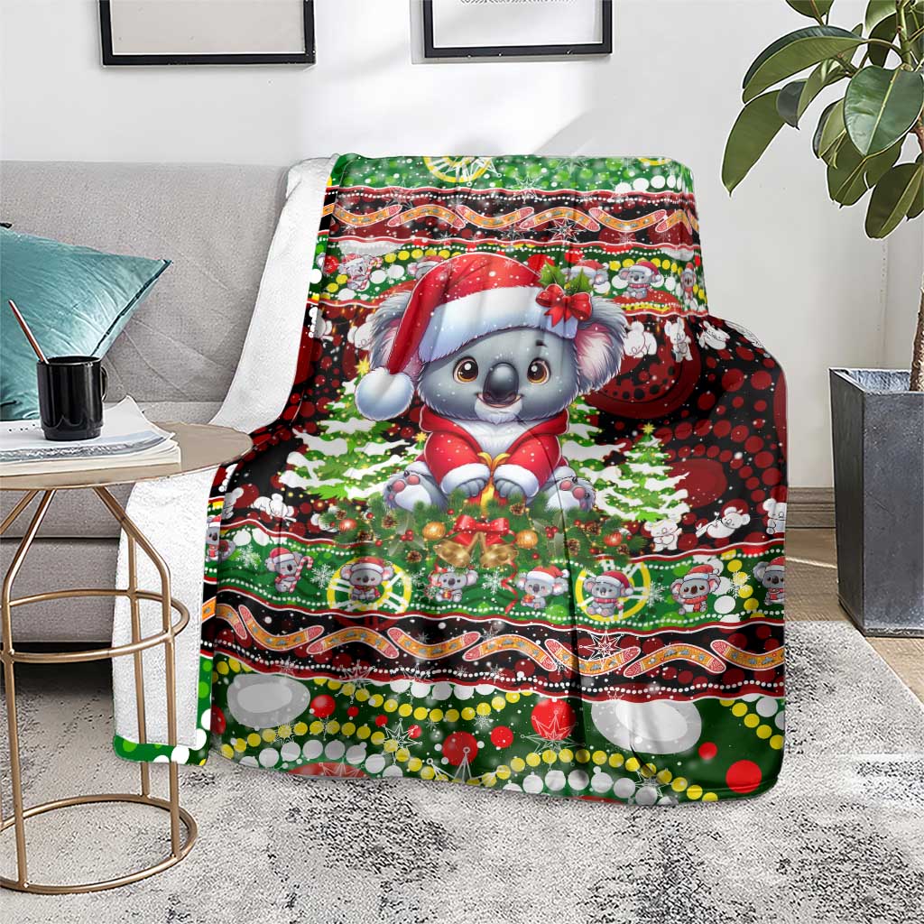 Koala Christmas Blanket Australia Aboriginal Cute Santa Koalas - Wonder Print Shop