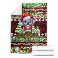 Koala Christmas Blanket Australia Aboriginal Cute Santa Koalas - Wonder Print Shop