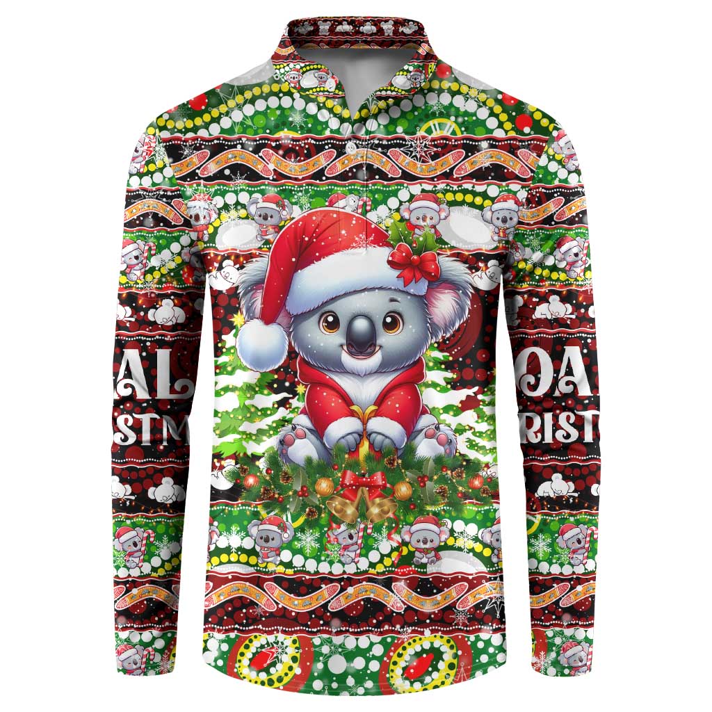 Koala Christmas Button Sweatshirt Australia Aboriginal Cute Santa Koalas - Wonder Print Shop