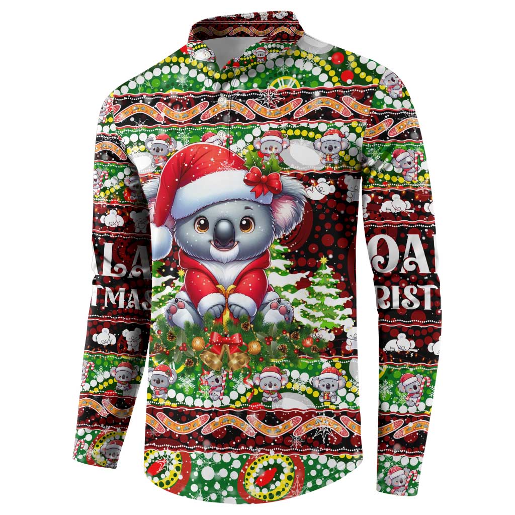 Koala Christmas Button Sweatshirt Australia Aboriginal Cute Santa Koalas - Wonder Print Shop