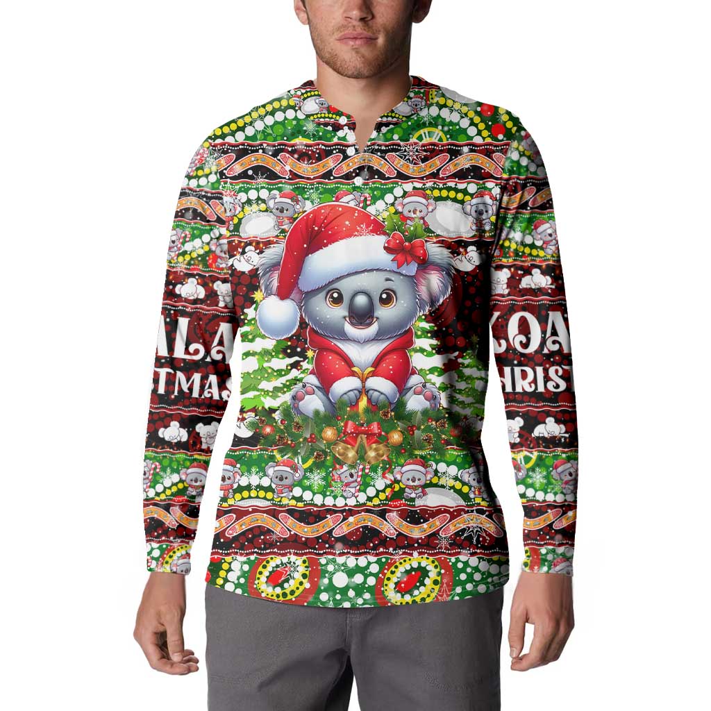 Koala Christmas Button Sweatshirt Australia Aboriginal Cute Santa Koalas - Wonder Print Shop