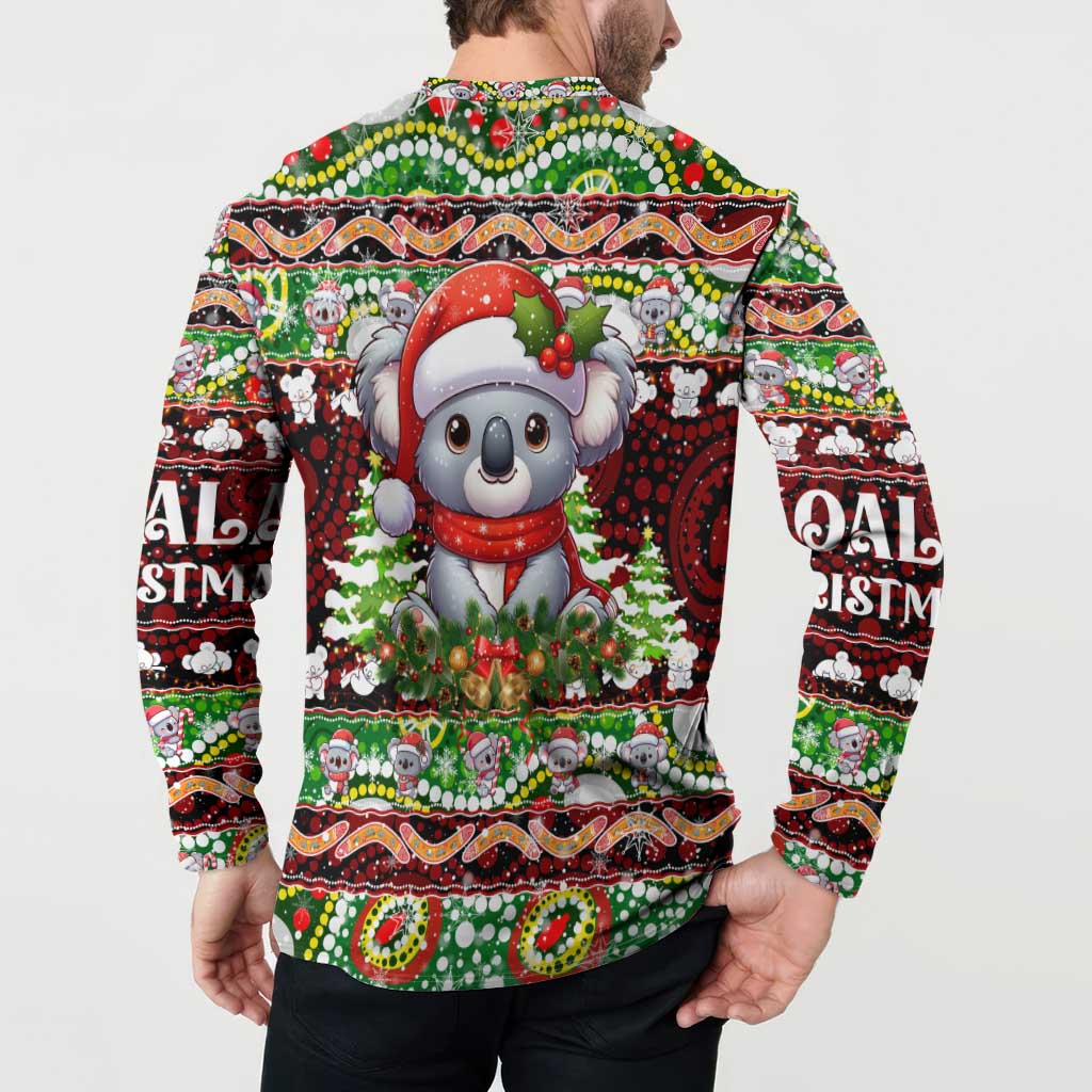 Koala Christmas Button Sweatshirt Australia Aboriginal Cute Santa Koalas - Wonder Print Shop