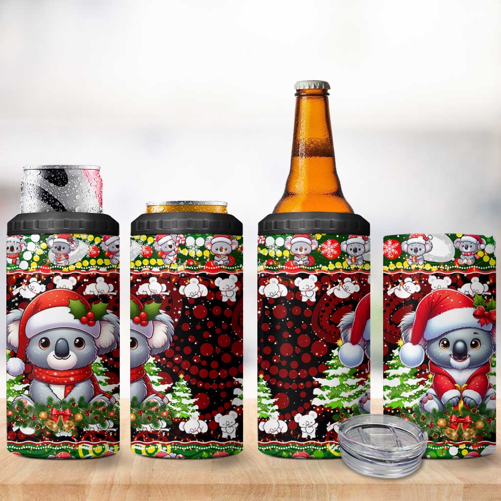 Koala Christmas 4 in 1 Can Cooler Tumbler Australia Aboriginal Cute Santa Koalas - Wonder Print Shop