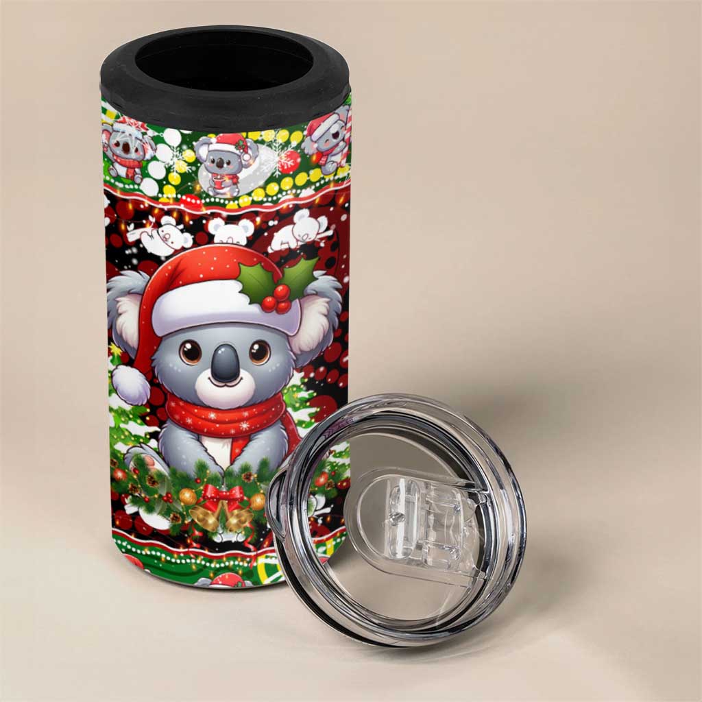 Koala Christmas 4 in 1 Can Cooler Tumbler Australia Aboriginal Cute Santa Koalas - Wonder Print Shop