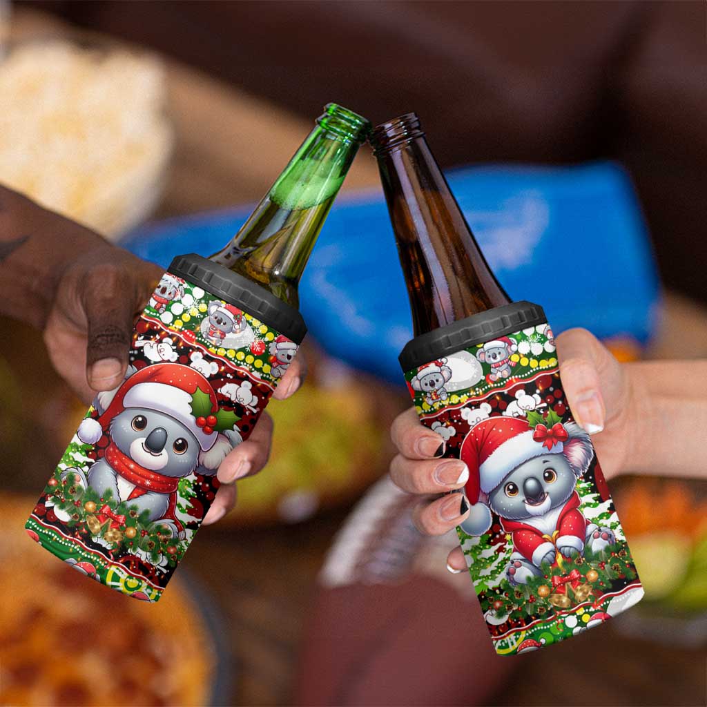 Koala Christmas 4 in 1 Can Cooler Tumbler Australia Aboriginal Cute Santa Koalas - Wonder Print Shop