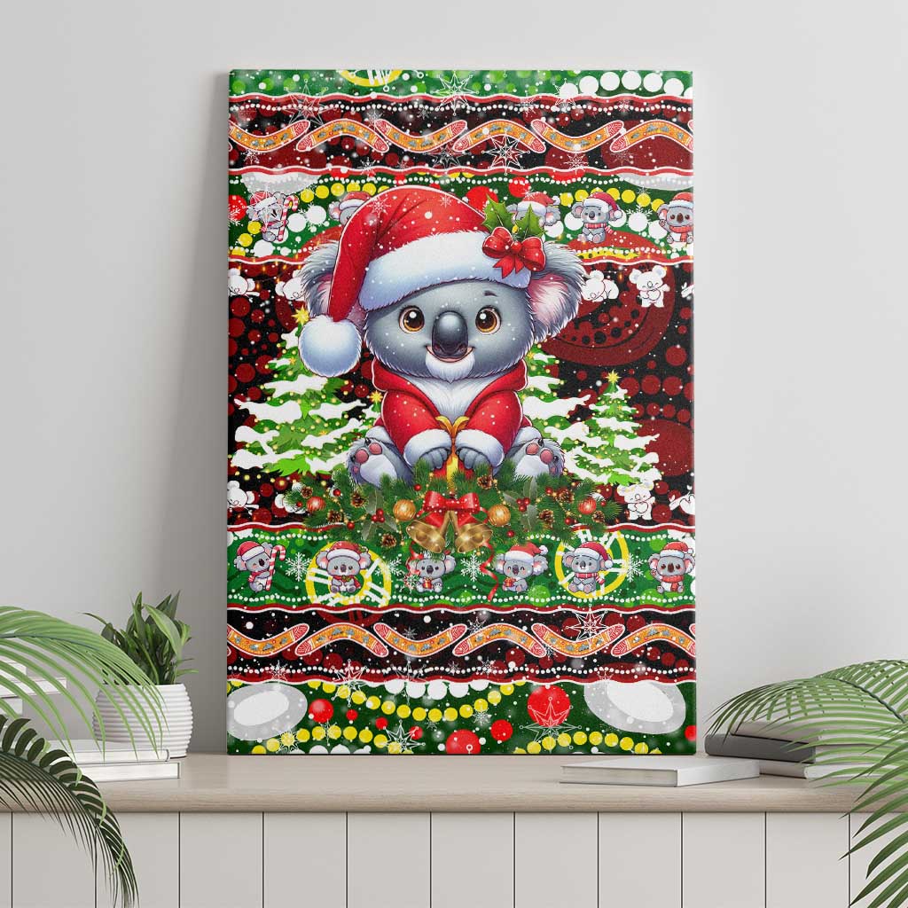 Koala Christmas Canvas Wall Art Australia Aboriginal Cute Santa Koalas - Wonder Print Shop