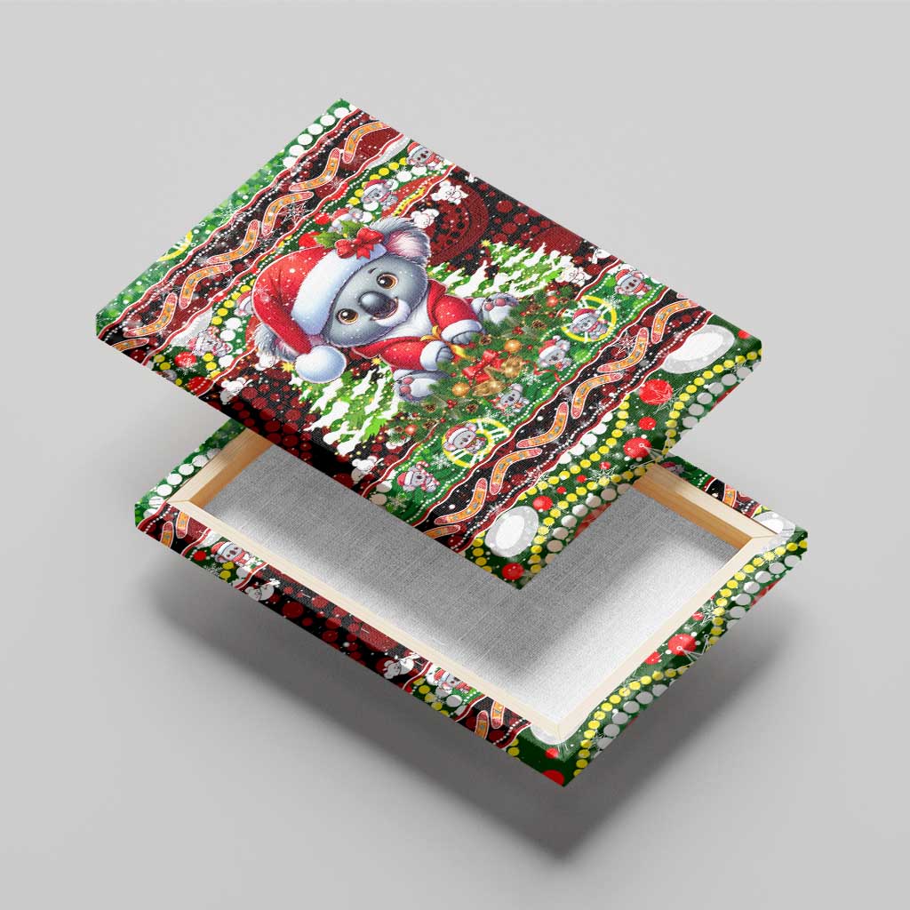 Koala Christmas Canvas Wall Art Australia Aboriginal Cute Santa Koalas - Wonder Print Shop
