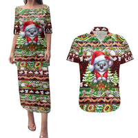 Koala Christmas Couples Matching Puletasi and Hawaiian Shirt Australia Aboriginal Cute Santa Koalas - Wonder Print Shop