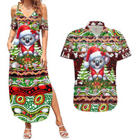 Koala Christmas Couples Matching Summer Maxi Dress and Hawaiian Shirt Australia Aboriginal Cute Santa Koalas - Wonder Print Shop