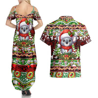 Koala Christmas Couples Matching Summer Maxi Dress and Hawaiian Shirt Australia Aboriginal Cute Santa Koalas - Wonder Print Shop