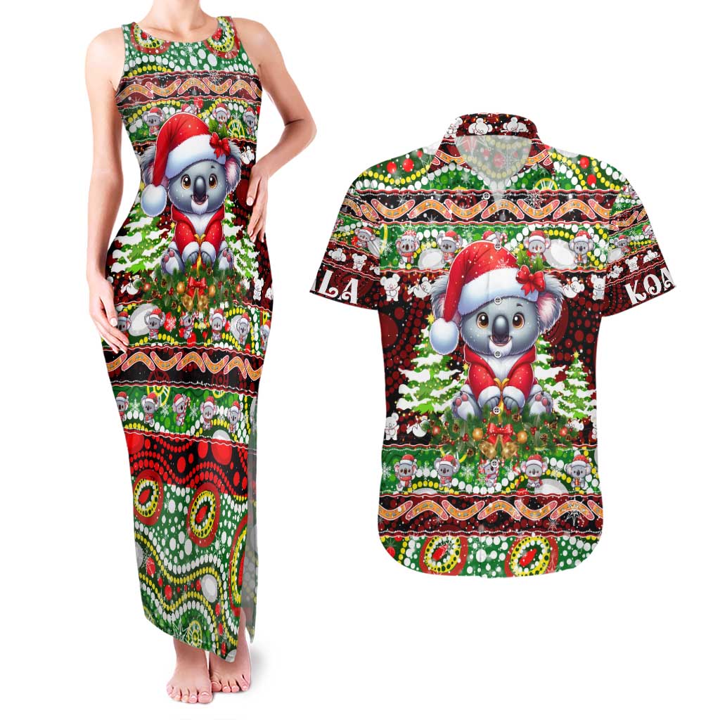 Koala Christmas Couples Matching Tank Maxi Dress and Hawaiian Shirt Australia Aboriginal Cute Santa Koalas - Wonder Print Shop