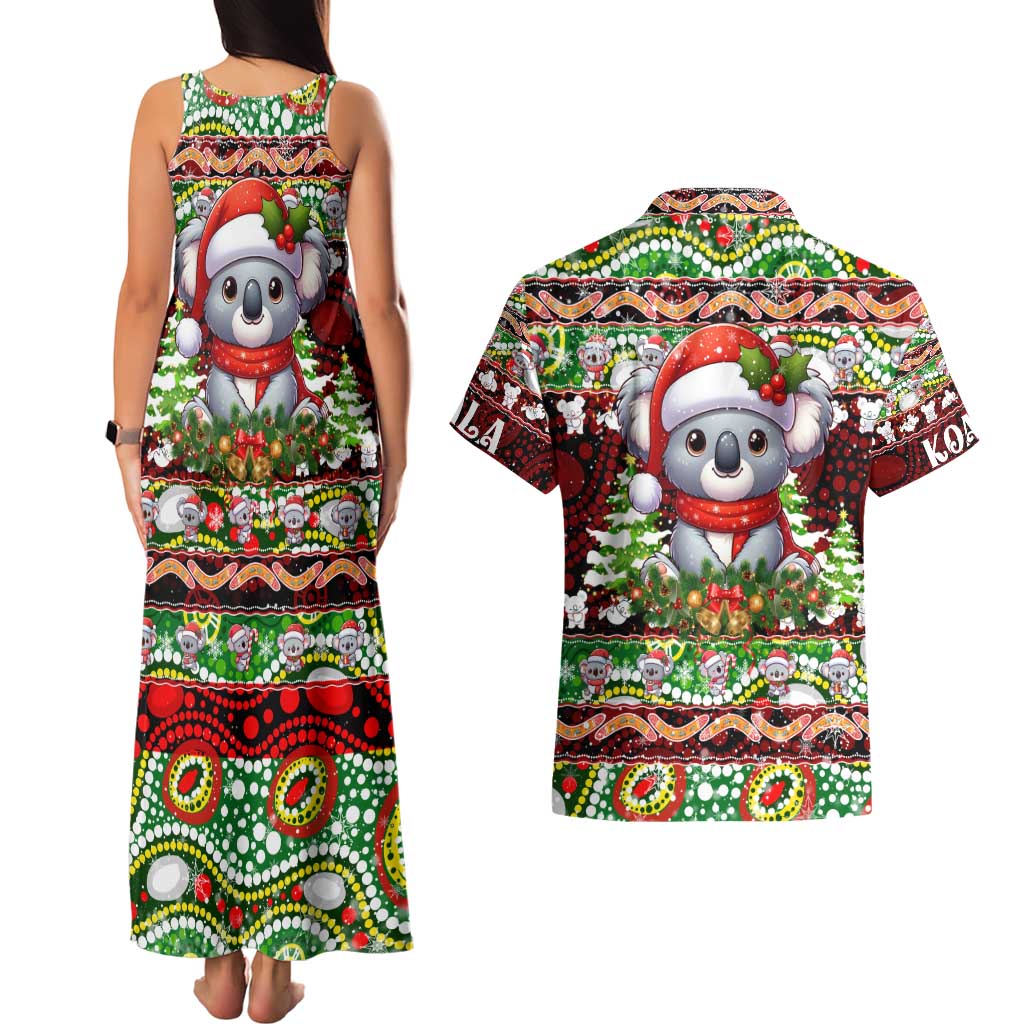 Koala Christmas Couples Matching Tank Maxi Dress and Hawaiian Shirt Australia Aboriginal Cute Santa Koalas - Wonder Print Shop