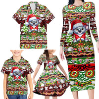 Koala Christmas Family Matching Long Sleeve Bodycon Dress and Hawaiian Shirt Australia Aboriginal Cute Santa Koalas - Wonder Print Shop
