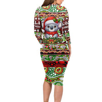 Koala Christmas Family Matching Long Sleeve Bodycon Dress and Hawaiian Shirt Australia Aboriginal Cute Santa Koalas - Wonder Print Shop