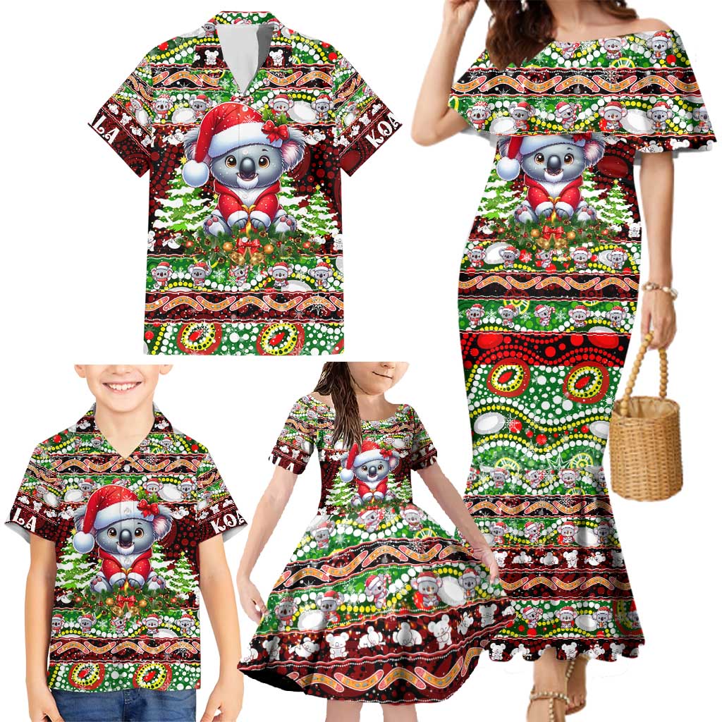 Koala Christmas Family Matching Mermaid Dress and Hawaiian Shirt Australia Aboriginal Cute Santa Koalas - Wonder Print Shop