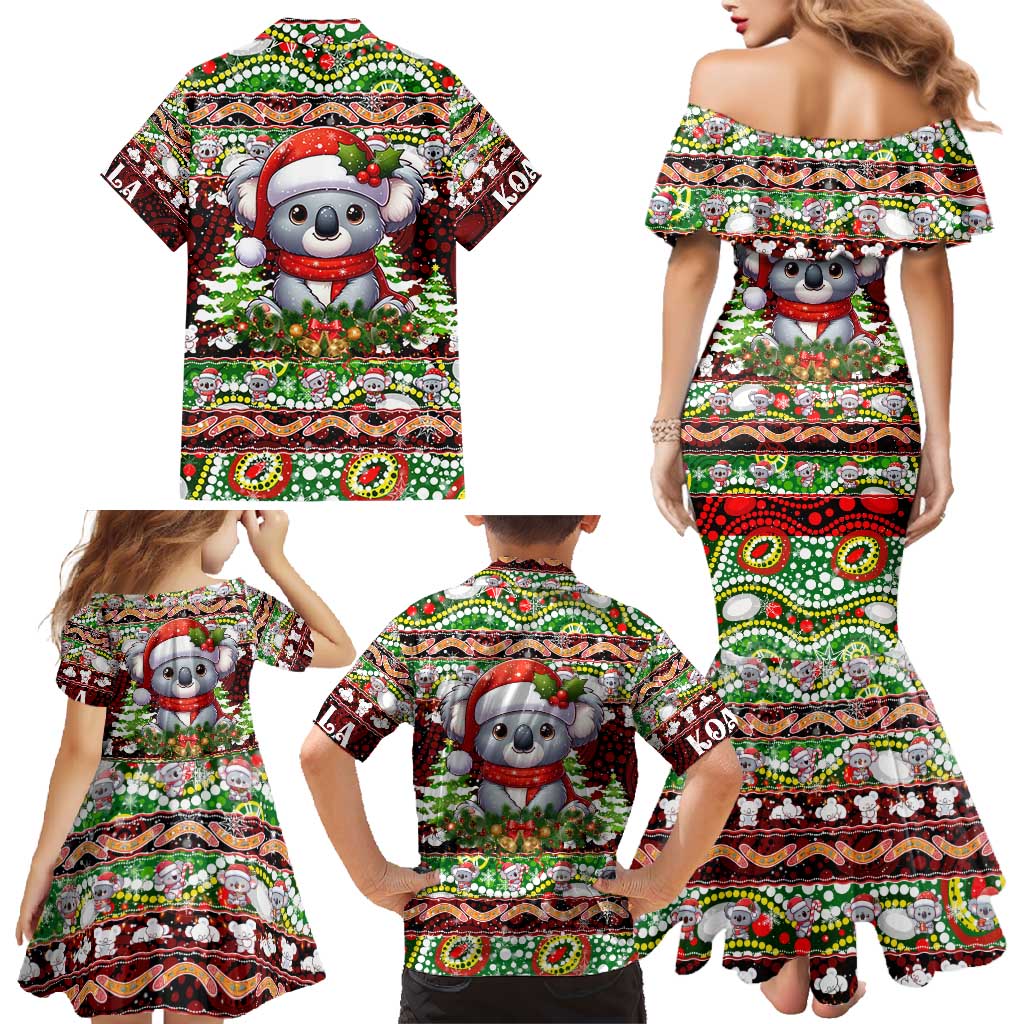Koala Christmas Family Matching Mermaid Dress and Hawaiian Shirt Australia Aboriginal Cute Santa Koalas - Wonder Print Shop