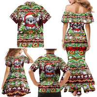 Koala Christmas Family Matching Mermaid Dress and Hawaiian Shirt Australia Aboriginal Cute Santa Koalas - Wonder Print Shop