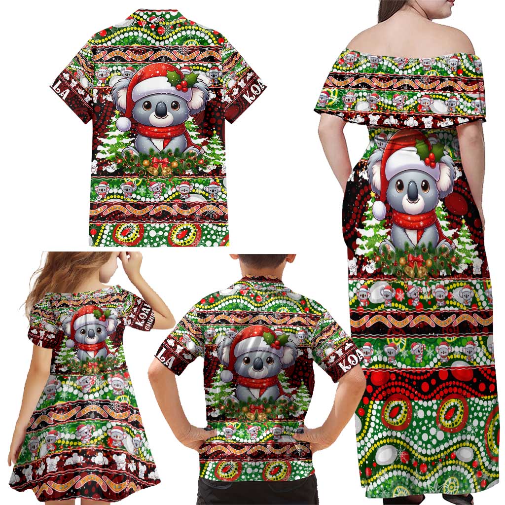 Koala Christmas Family Matching Off Shoulder Maxi Dress and Hawaiian Shirt Australia Aboriginal Cute Santa Koalas - Wonder Print Shop