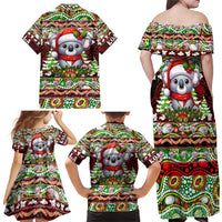 Koala Christmas Family Matching Off Shoulder Maxi Dress and Hawaiian Shirt Australia Aboriginal Cute Santa Koalas - Wonder Print Shop