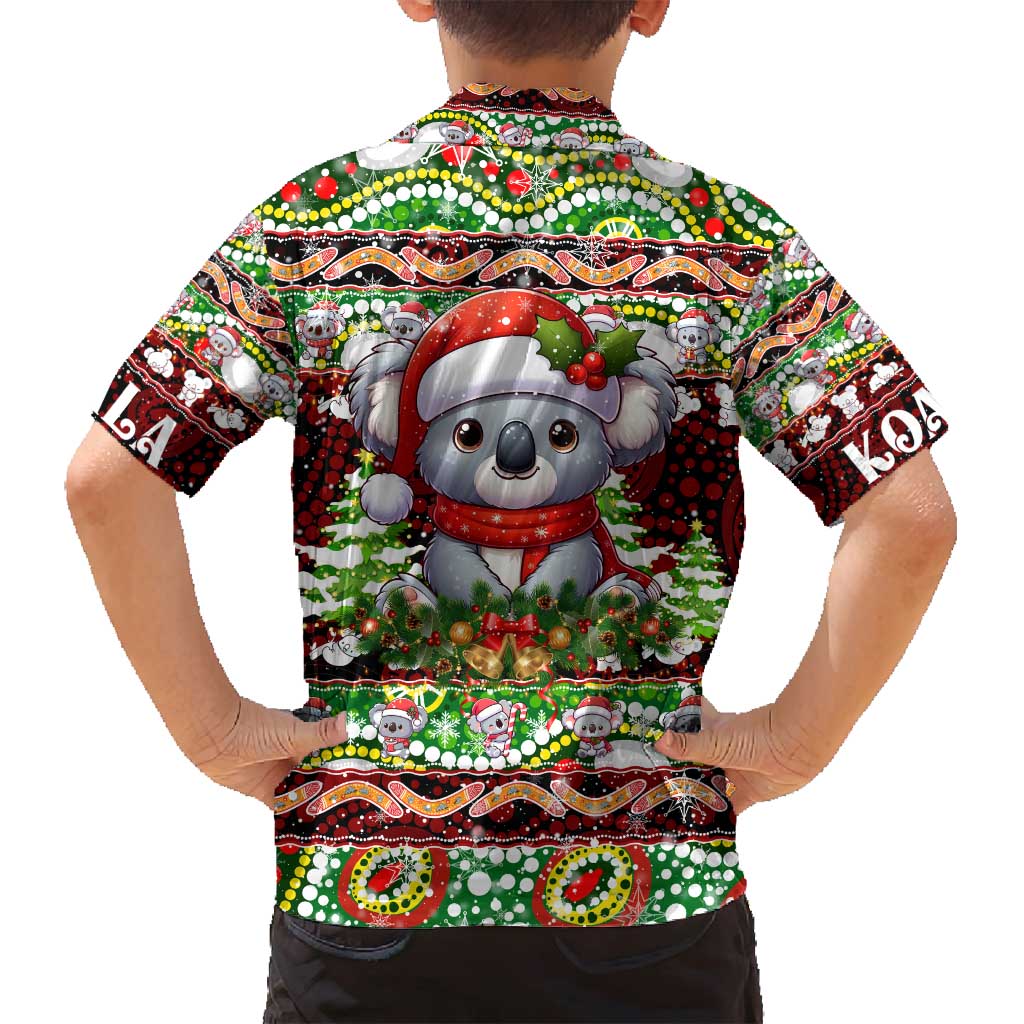 Koala Christmas Family Matching Off Shoulder Short Dress and Hawaiian Shirt Australia Aboriginal Cute Santa Koalas - Wonder Print Shop