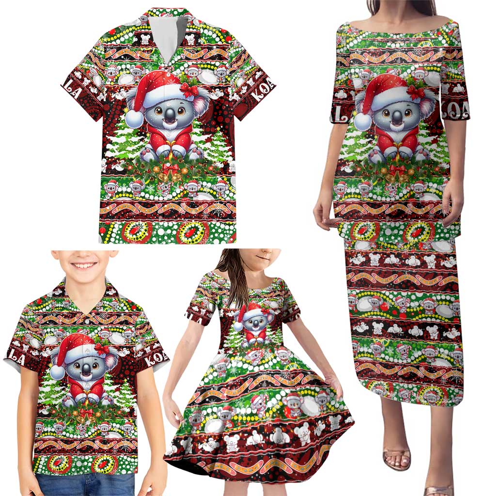 Koala Christmas Family Matching Puletasi and Hawaiian Shirt Australia Aboriginal Cute Santa Koalas - Wonder Print Shop