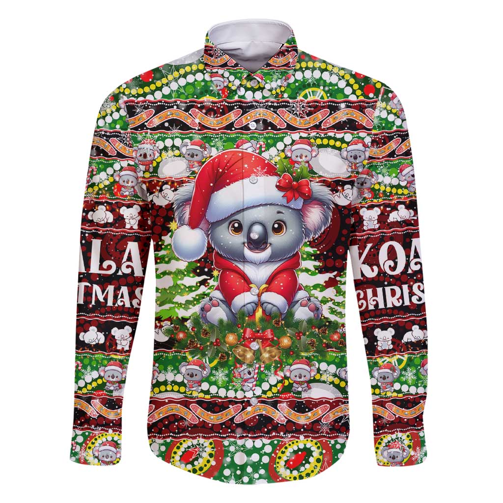 Koala Christmas Family Matching Short Sleeve Bodycon Dress and Hawaiian Shirt Australia Aboriginal Cute Santa Koalas - Wonder Print Shop