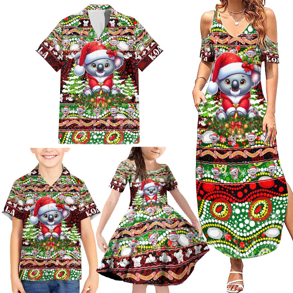 Koala Christmas Family Matching Summer Maxi Dress and Hawaiian Shirt Australia Aboriginal Cute Santa Koalas - Wonder Print Shop