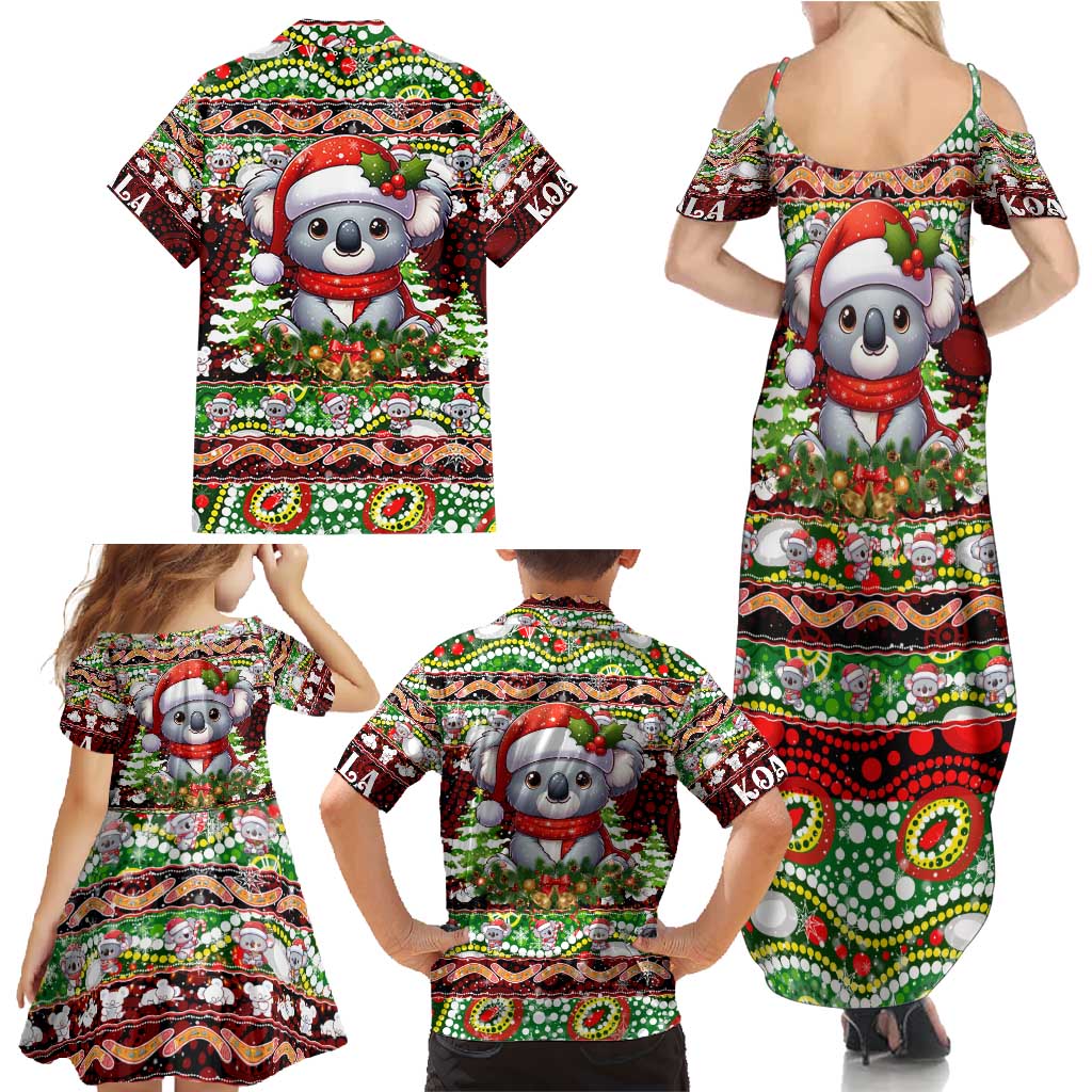 Koala Christmas Family Matching Summer Maxi Dress and Hawaiian Shirt Australia Aboriginal Cute Santa Koalas - Wonder Print Shop