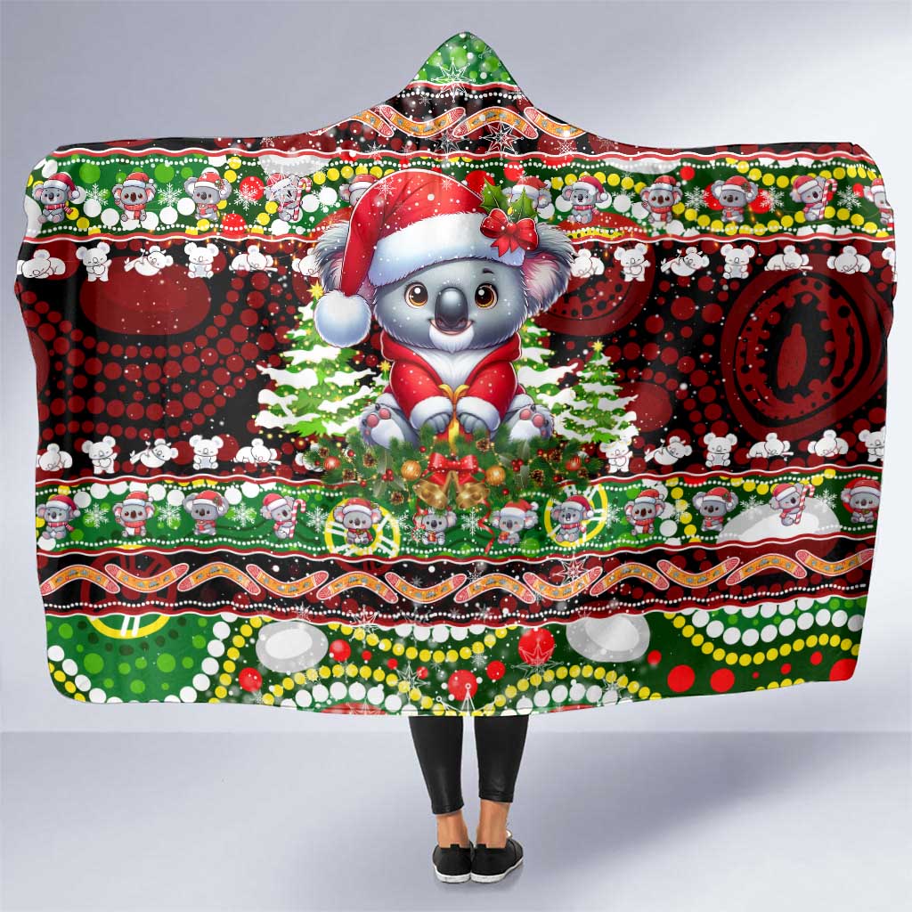 Koala Christmas Hooded Blanket Australia Aboriginal Cute Santa Koalas - Wonder Print Shop