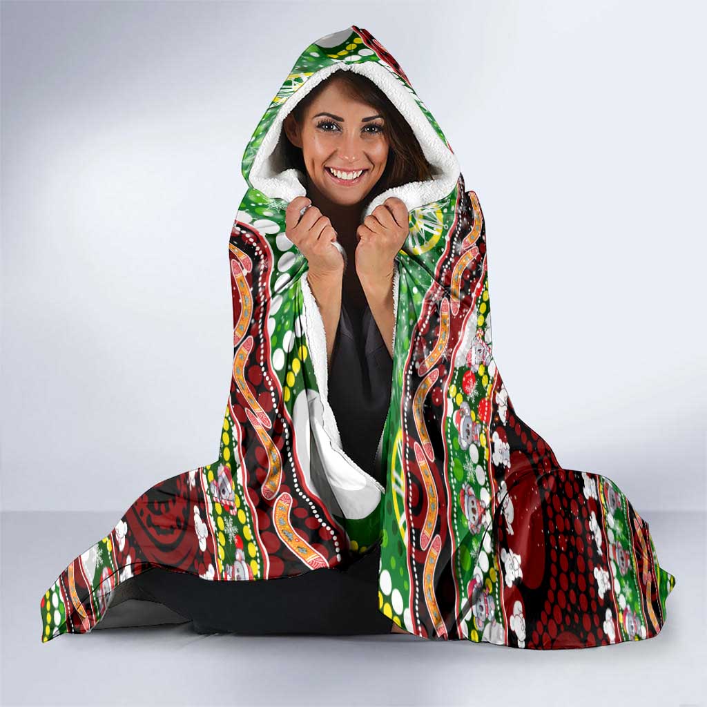 Koala Christmas Hooded Blanket Australia Aboriginal Cute Santa Koalas - Wonder Print Shop