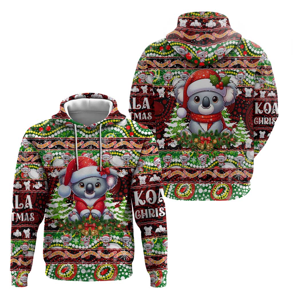 Koala Christmas Hoodie Australia Aboriginal Cute Santa Koalas - Wonder Print Shop
