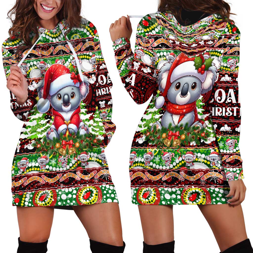 Koala Christmas Hoodie Dress Australia Aboriginal Cute Santa Koalas - Wonder Print Shop